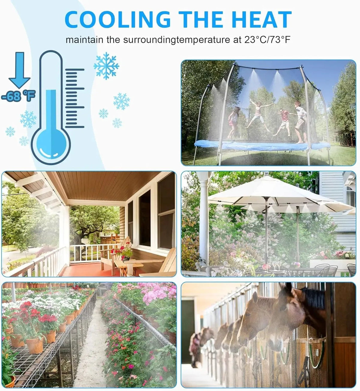 Mroace Brass Nozzle Outdoor Misting Cooling System