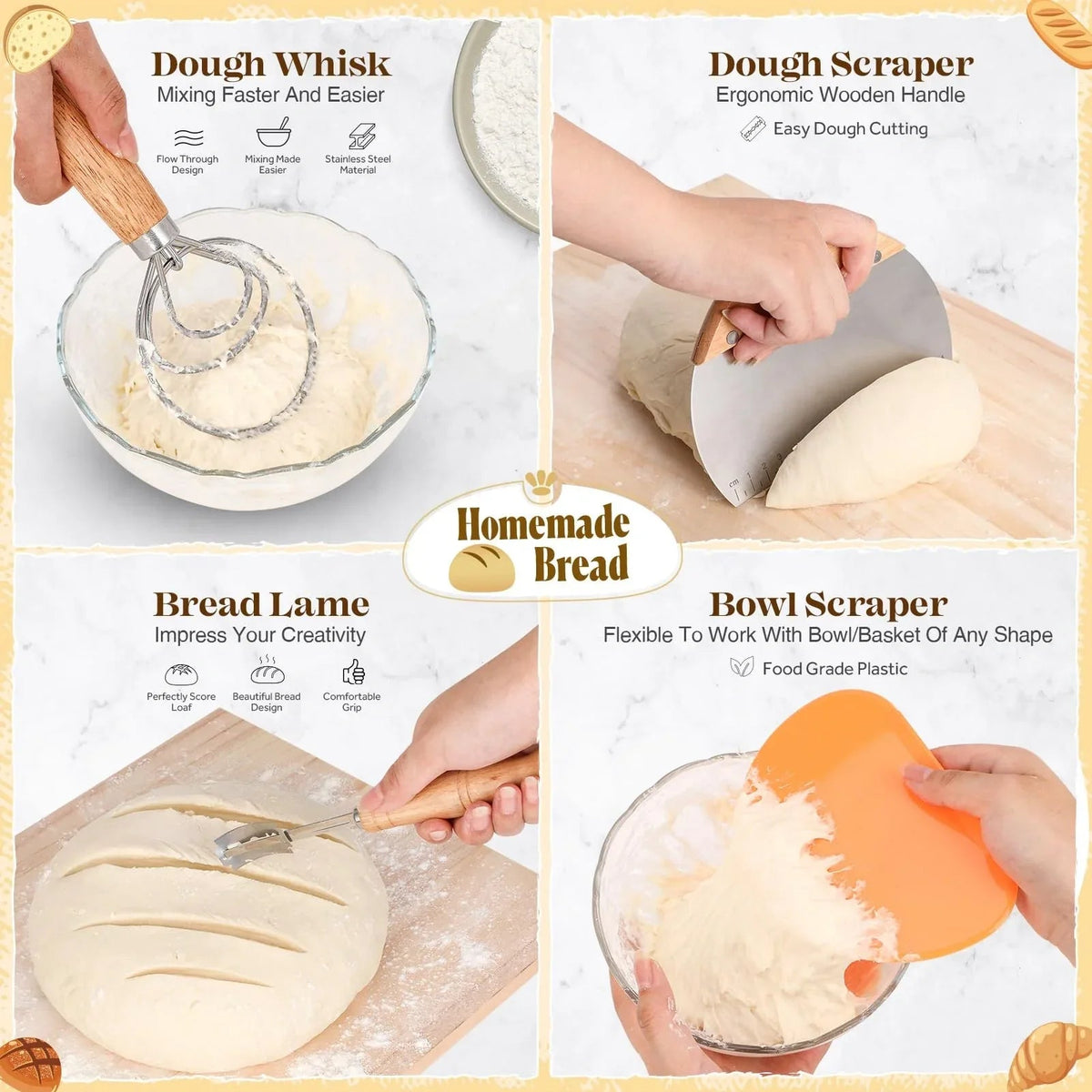 Mroace Bread Proofing Basket Sourdough Baking Kit - MROACE