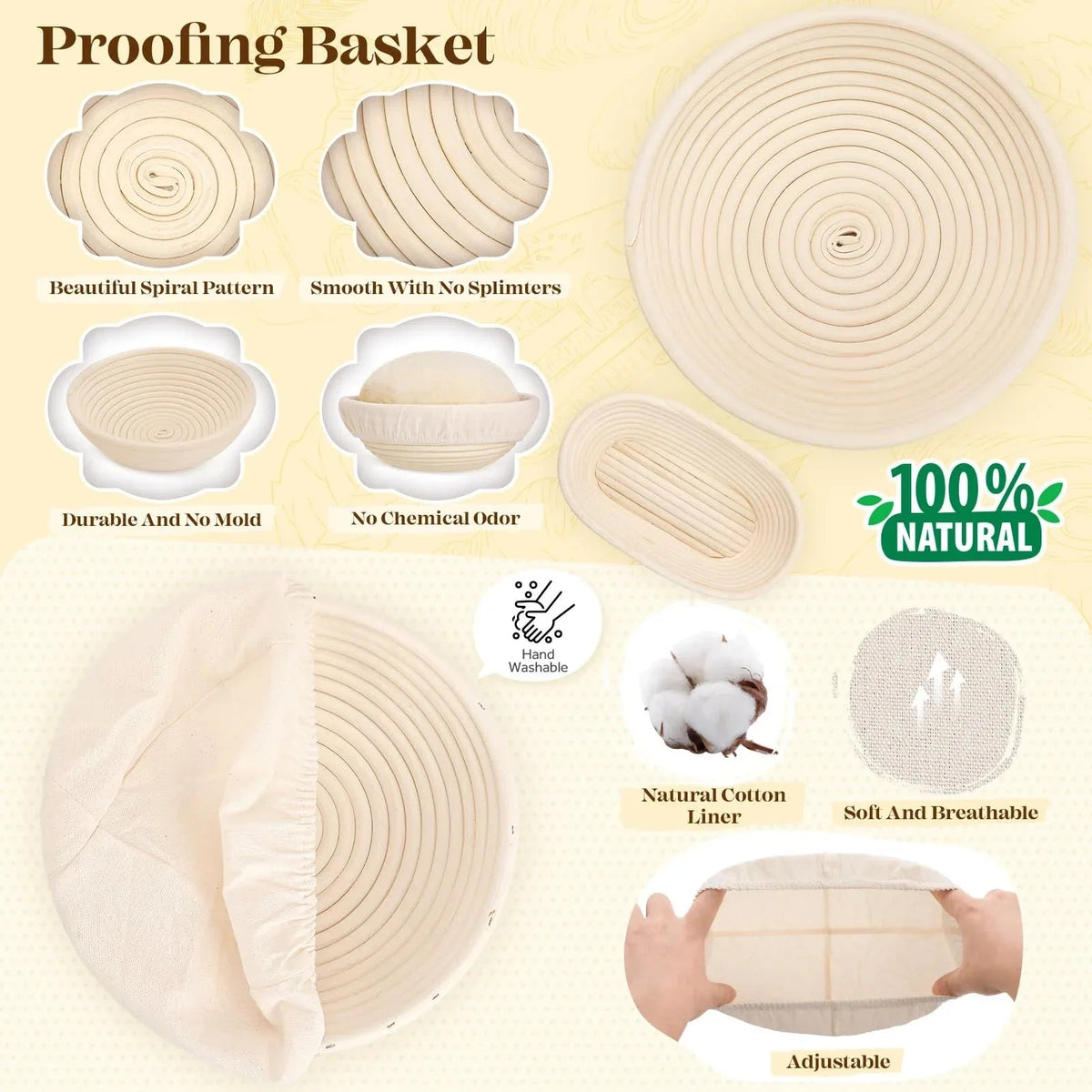 Mroace Bread Proofing Basket Sourdough Baking Kit - MROACE