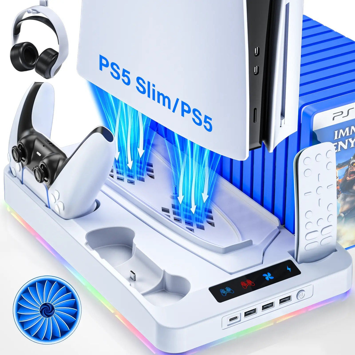 Mroace Console Cooling Station With Dual Controller Charger