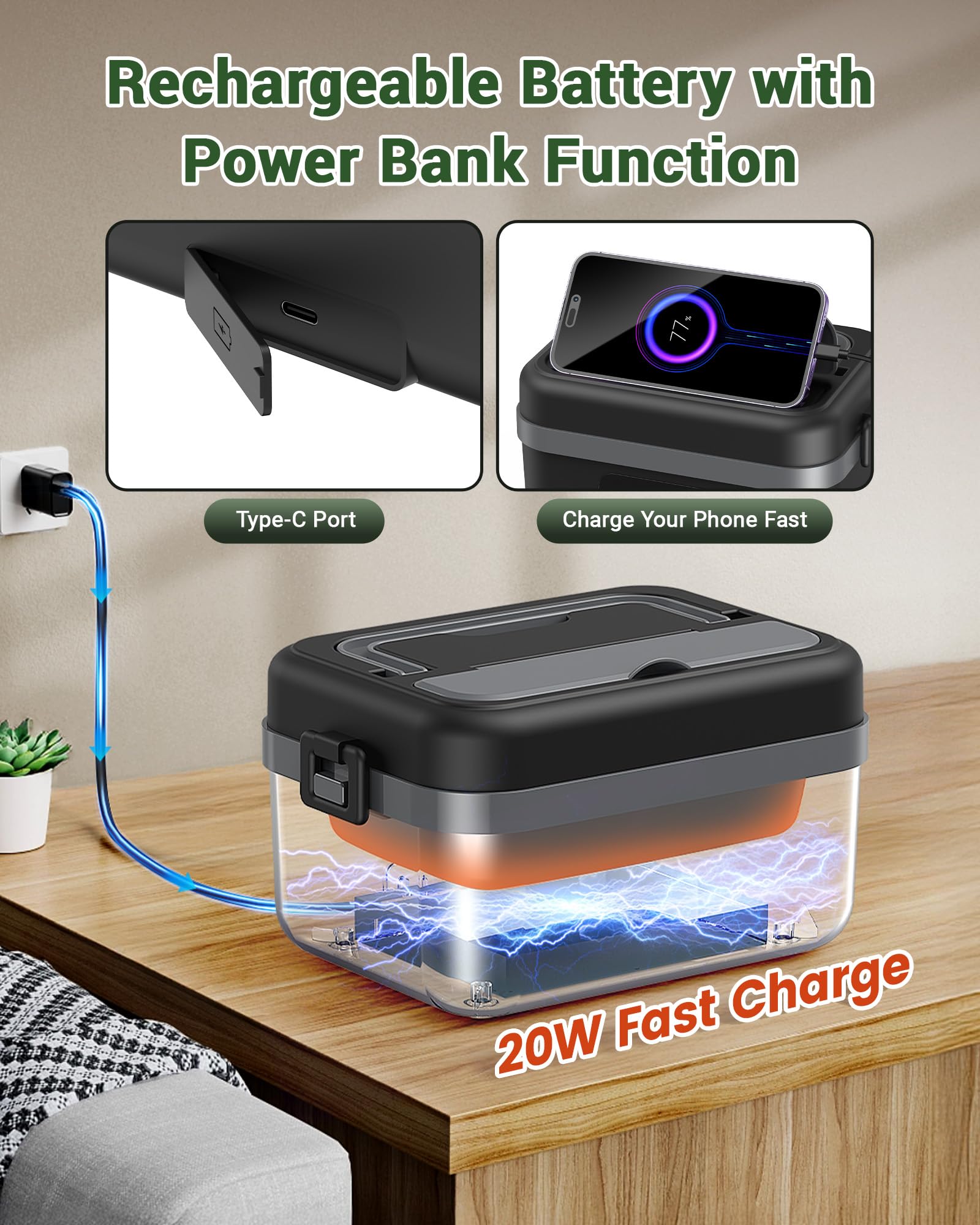 Mroace Cordless Electric Lunch Box