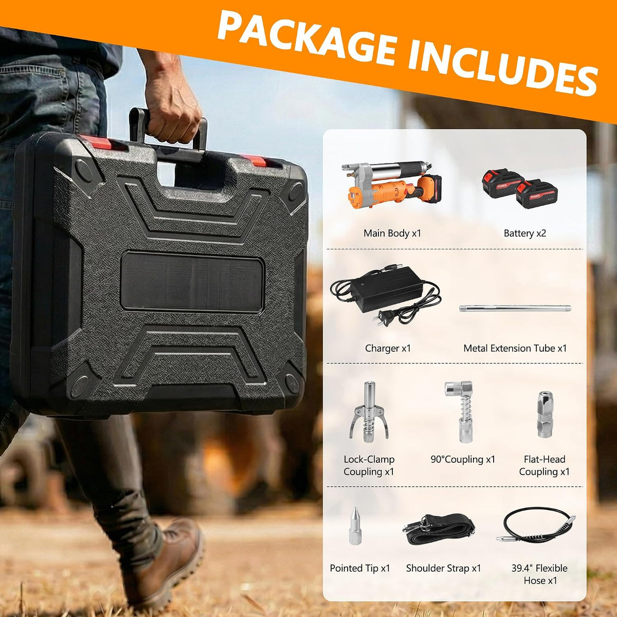 Mroace Cordless High Pressure Electric Grease Gun Kit