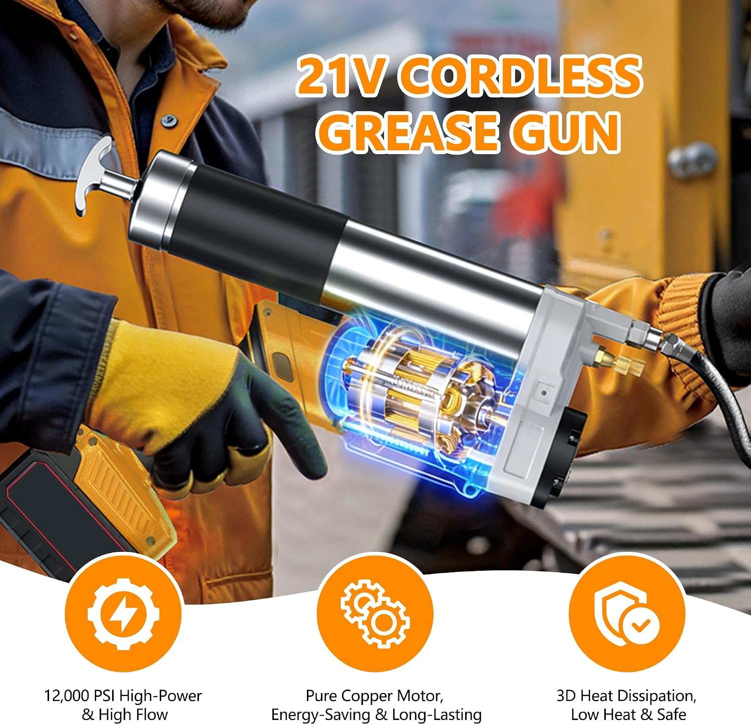 Mroace Cordless High Pressure Electric Grease Gun Kit