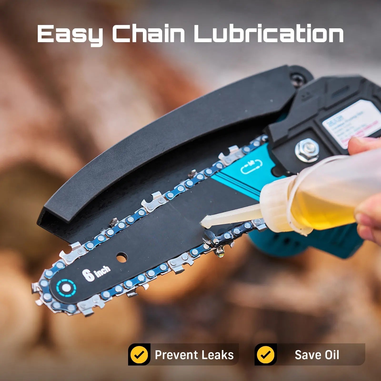 Mroace Cordless Mini Chainsaw with 6-Inch and 8-Inch Chains Bar