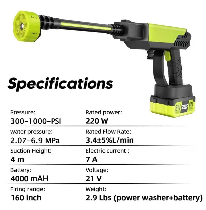 Mroace Cordless Pressure Washer with Portable Bottle and Charger Base