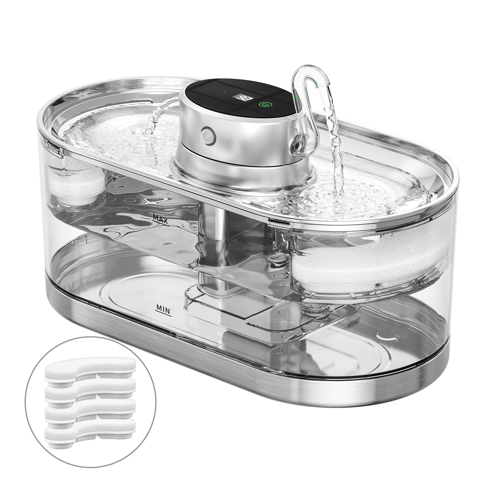 Mroace Cordless Stainless Steel Pet Water Fountain
