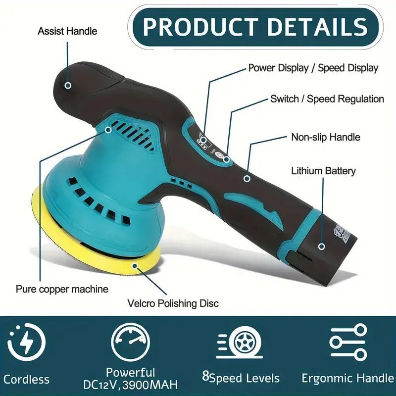 Mroace Cordless Variable Speed Car Buffer Polisher