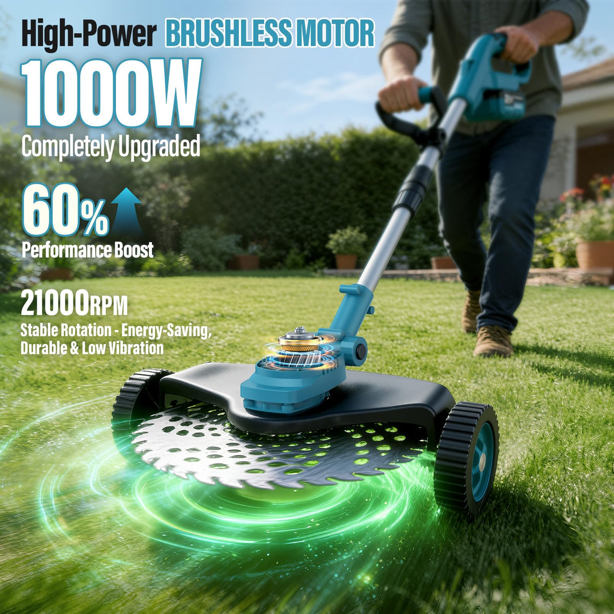 Mroace Cordless Wheeled String Trimmer