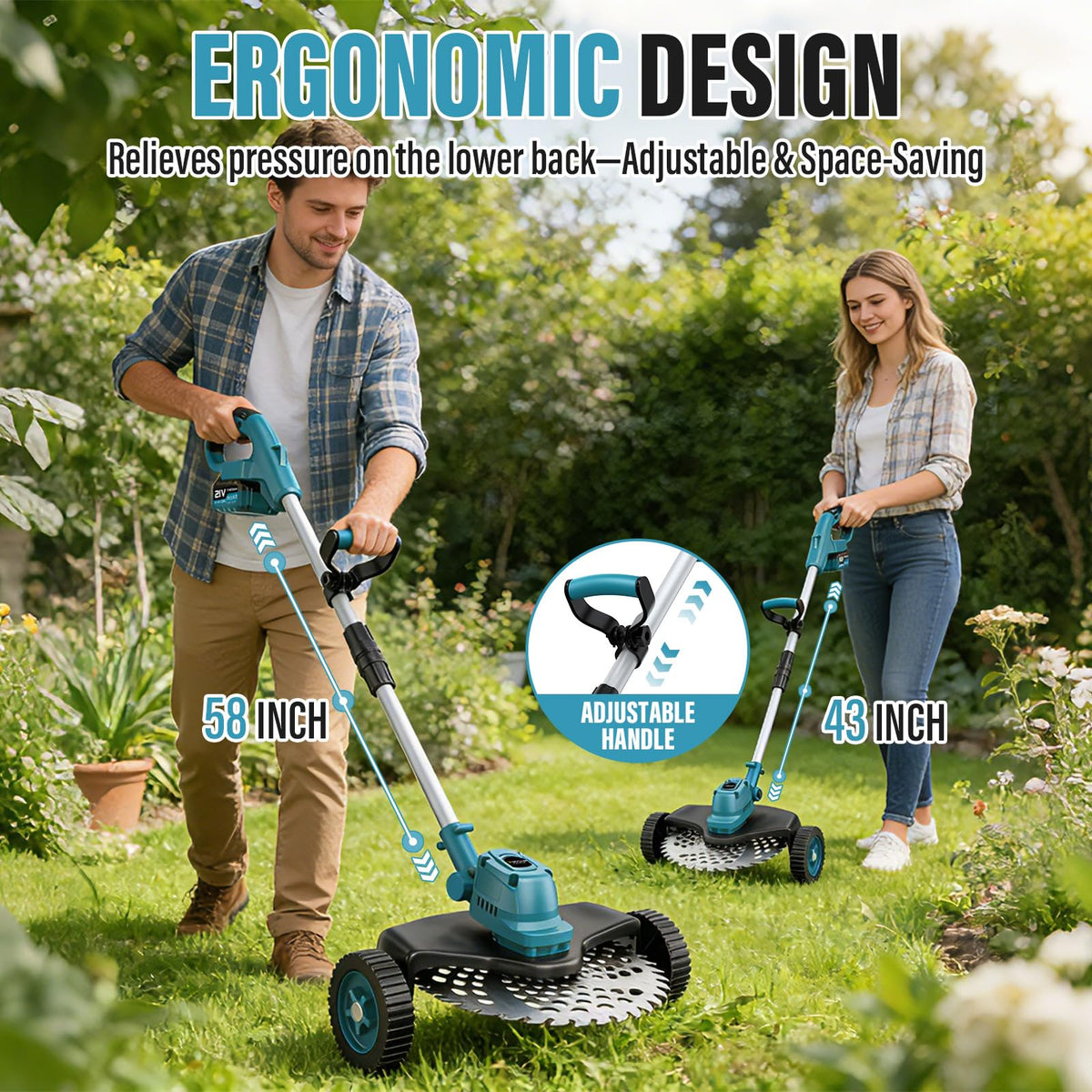Mroace Cordless Wheeled String Trimmer