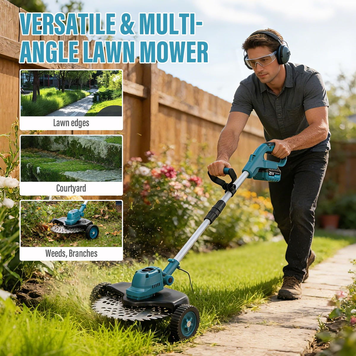Mroace Cordless Wheeled String Trimmer