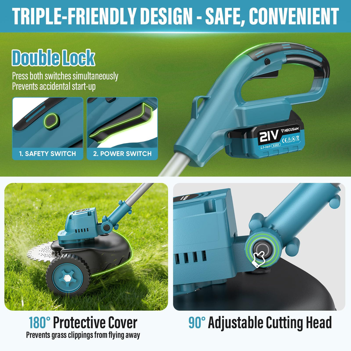 Mroace Cordless Wheeled String Trimmer
