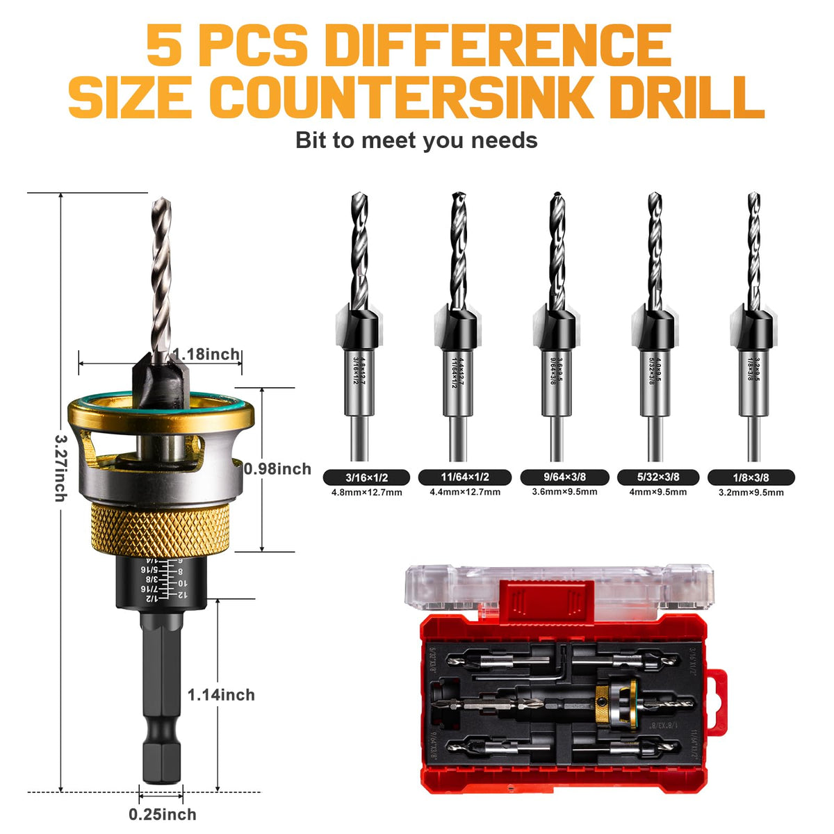 Mroace Countersink Drill Bit Set for Wood Kit
