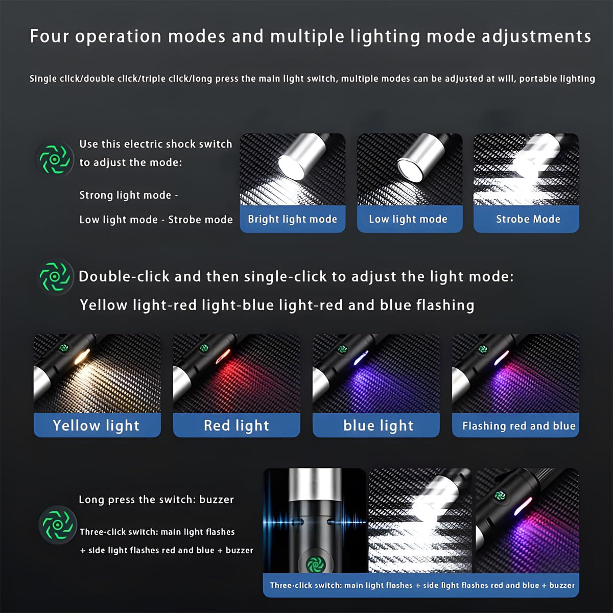 Mroace Curved Tactical LED Flashlight