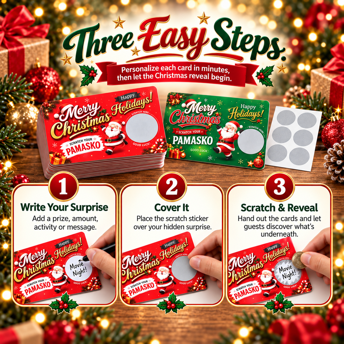 Mroace DIY Christmas Scratch Off Gift Cards