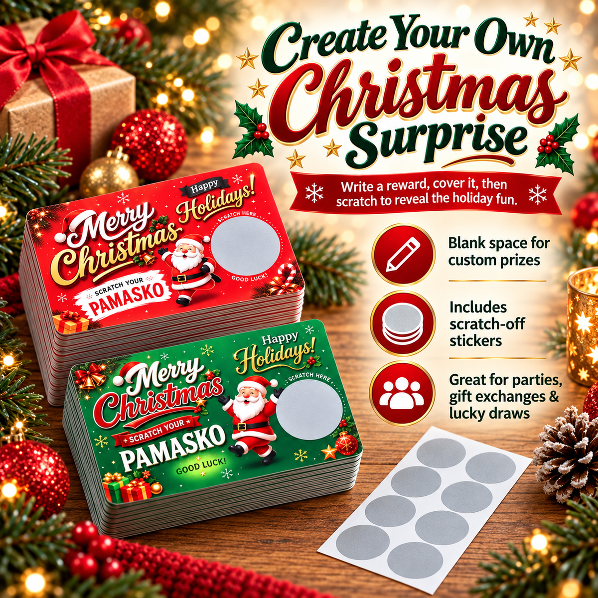 Mroace DIY Christmas Scratch Off Gift Cards