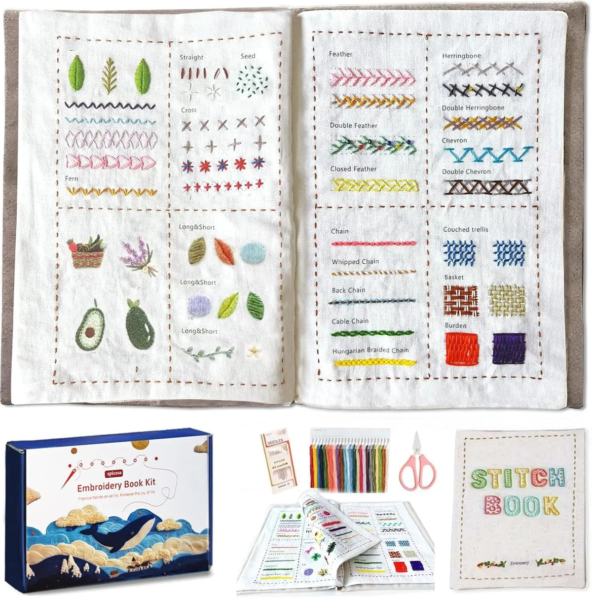 Mroace DIY Embroidery Stitch Book Kit