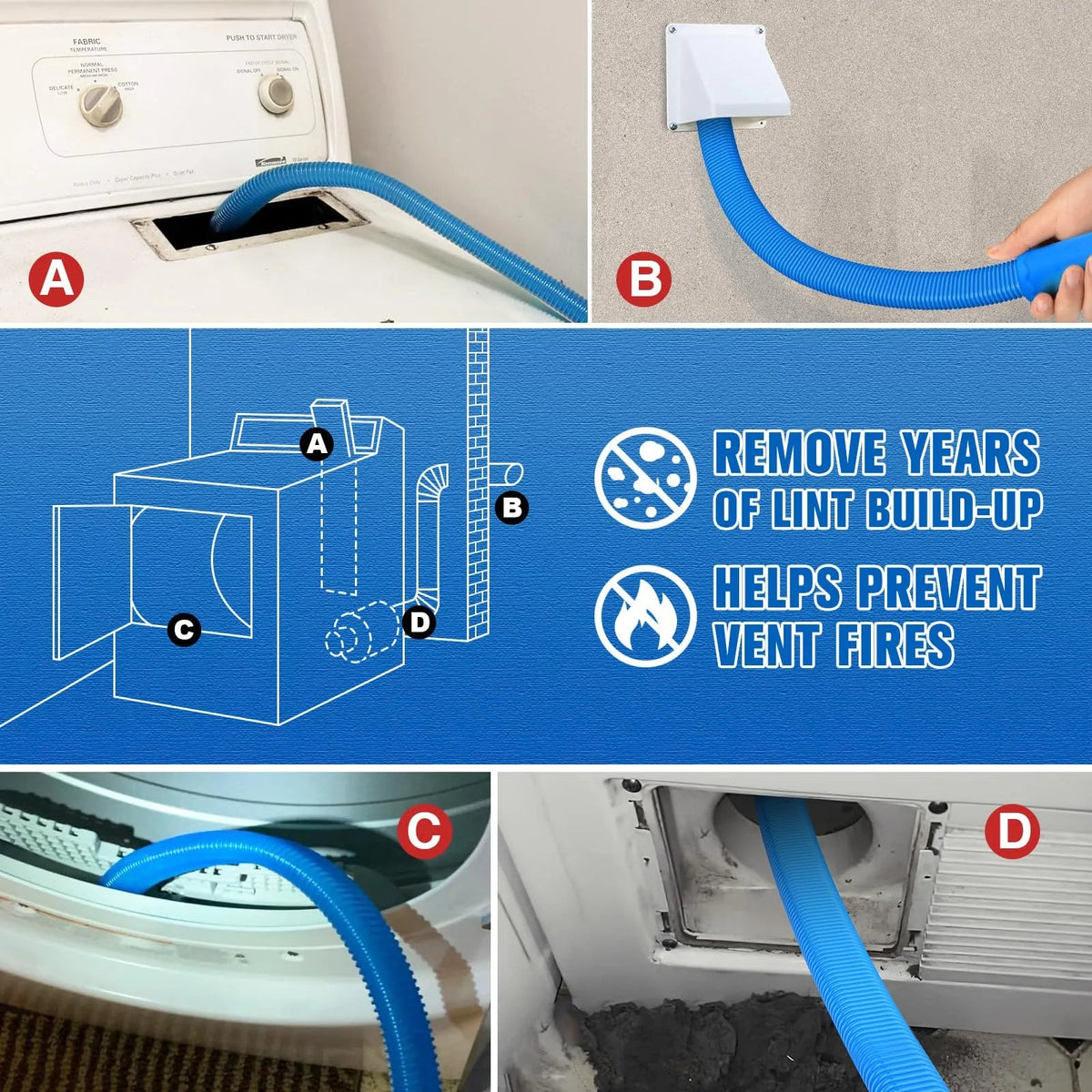 Mroace Dryer Vent Cleaner Kit with Vacuum Hose Attachment