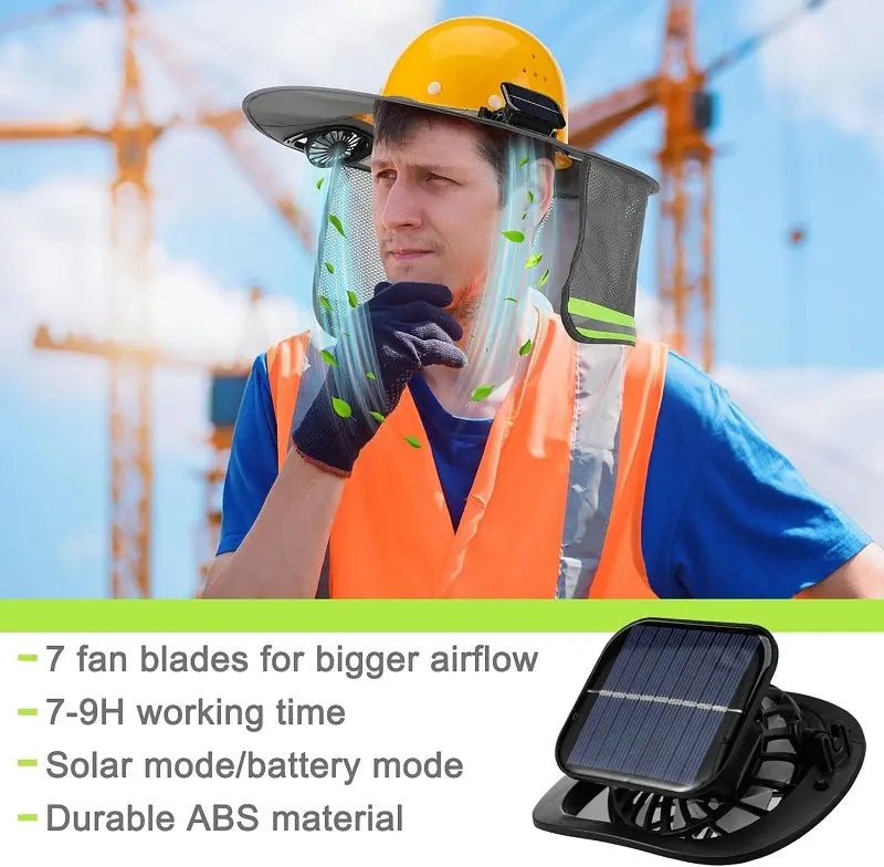 Mroace Dual Solar Cooling Fan Sun Visor for Hard Hats