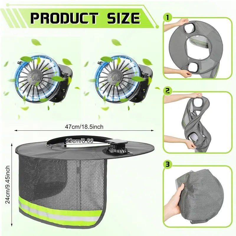 Mroace Dual Solar Cooling Fan Sun Visor for Hard Hats