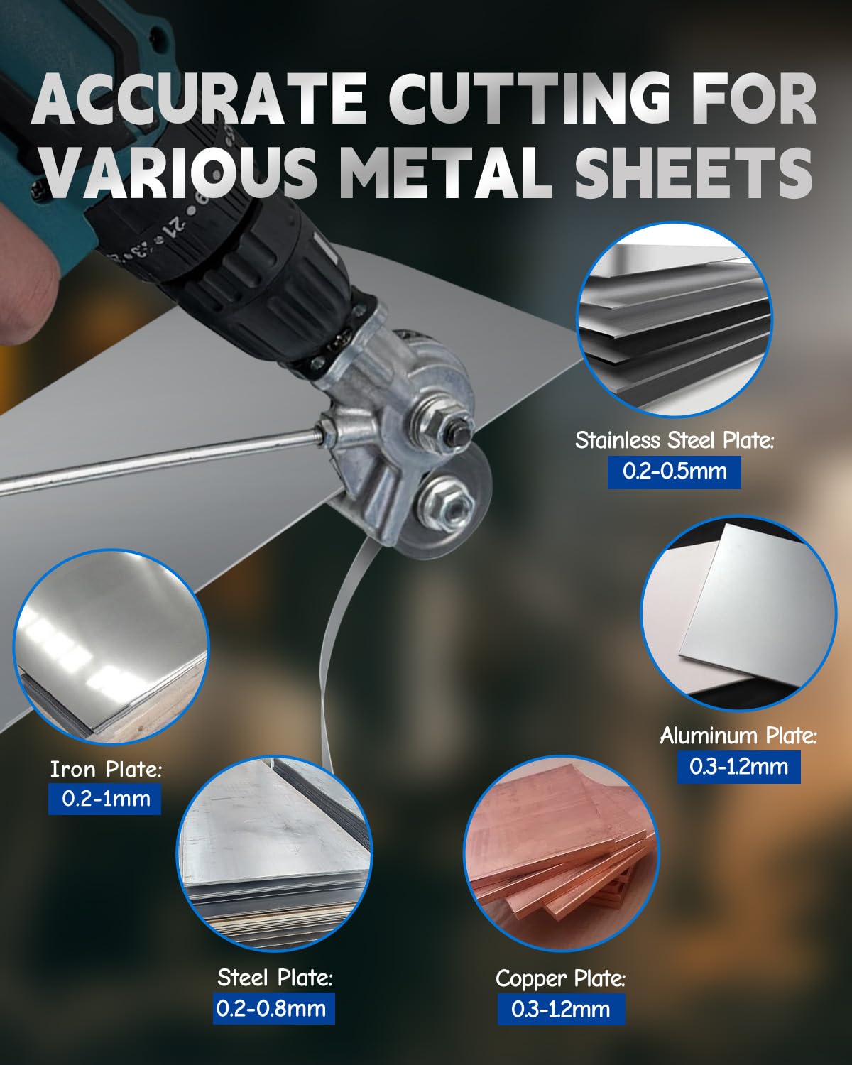 Mroace Electric Drill Sheet Metal Cutter Attachment