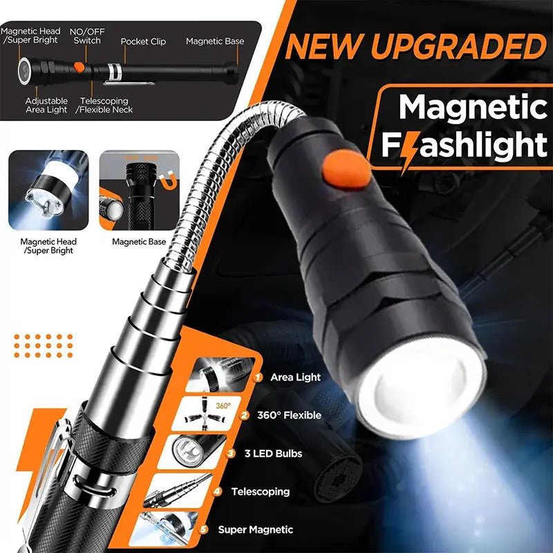 Mroace Extendable Magnetic Pickup Tool With LED Light