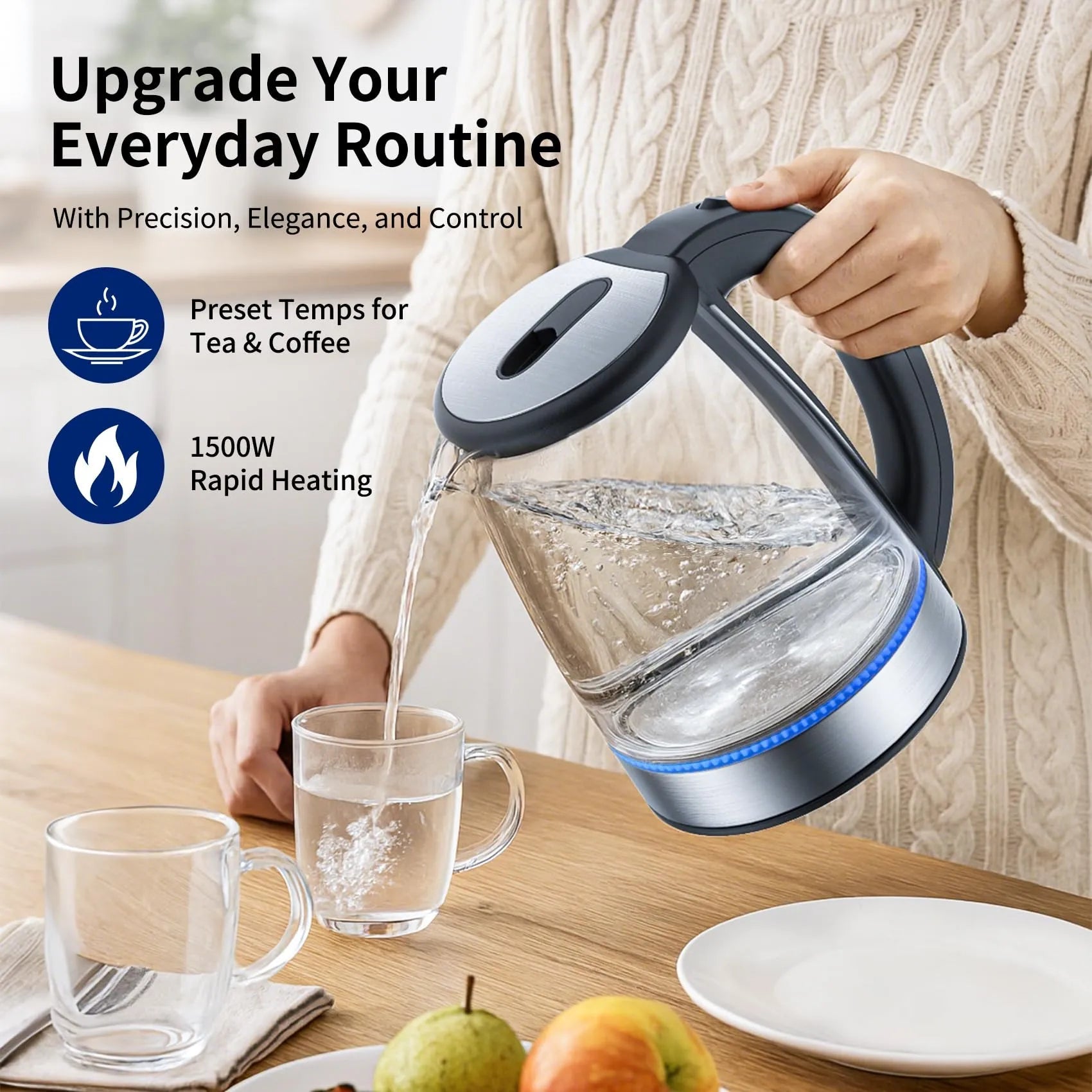 Mroace Fast Boiling Glass Electric Kettle