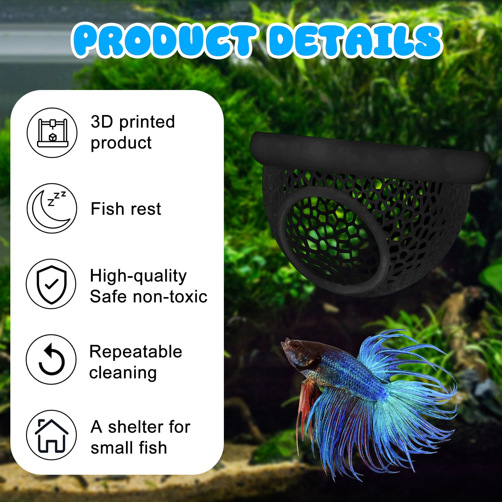 Mroace Floating Betta Hide & Shrimp Cave