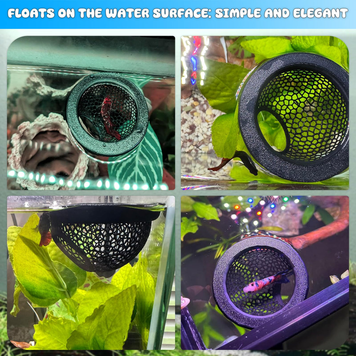 Mroace Floating Betta Hide & Shrimp Cave
