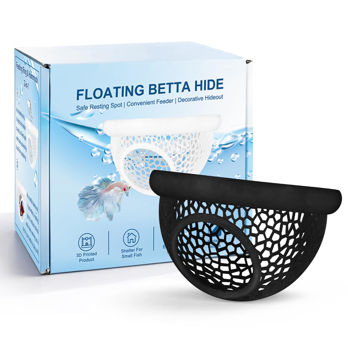 Mroace Floating Betta Hide & Shrimp Cave