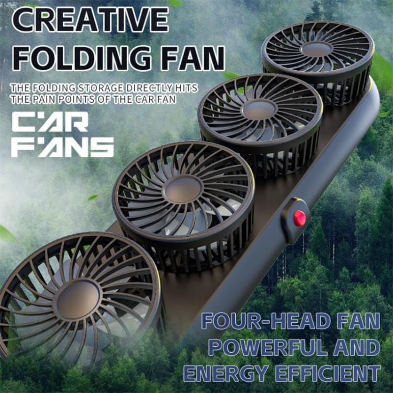 Mroace Foldable Four-Head Car Cooling Fan