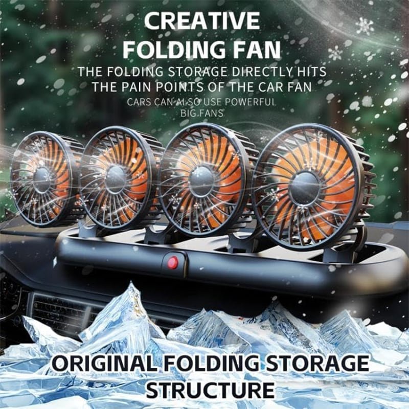 Mroace Foldable Four-Head Car Cooling Fan