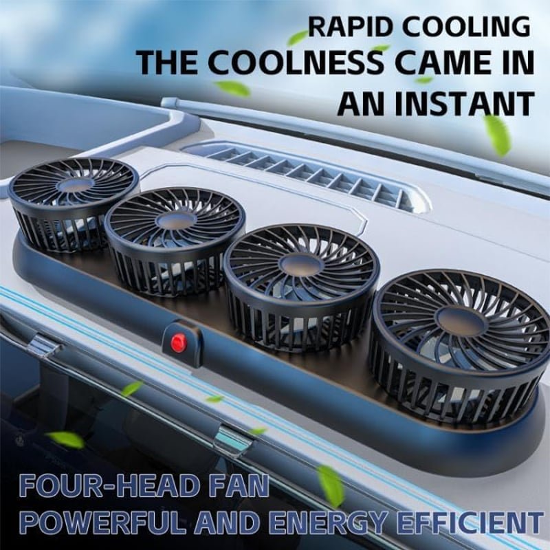 Mroace Foldable Four-Head Car Cooling Fan