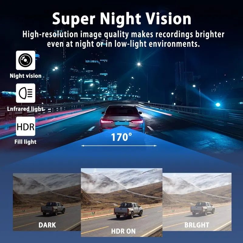Mroace Full View Infrared Night Vision Dash Cam With 64GB SD Card