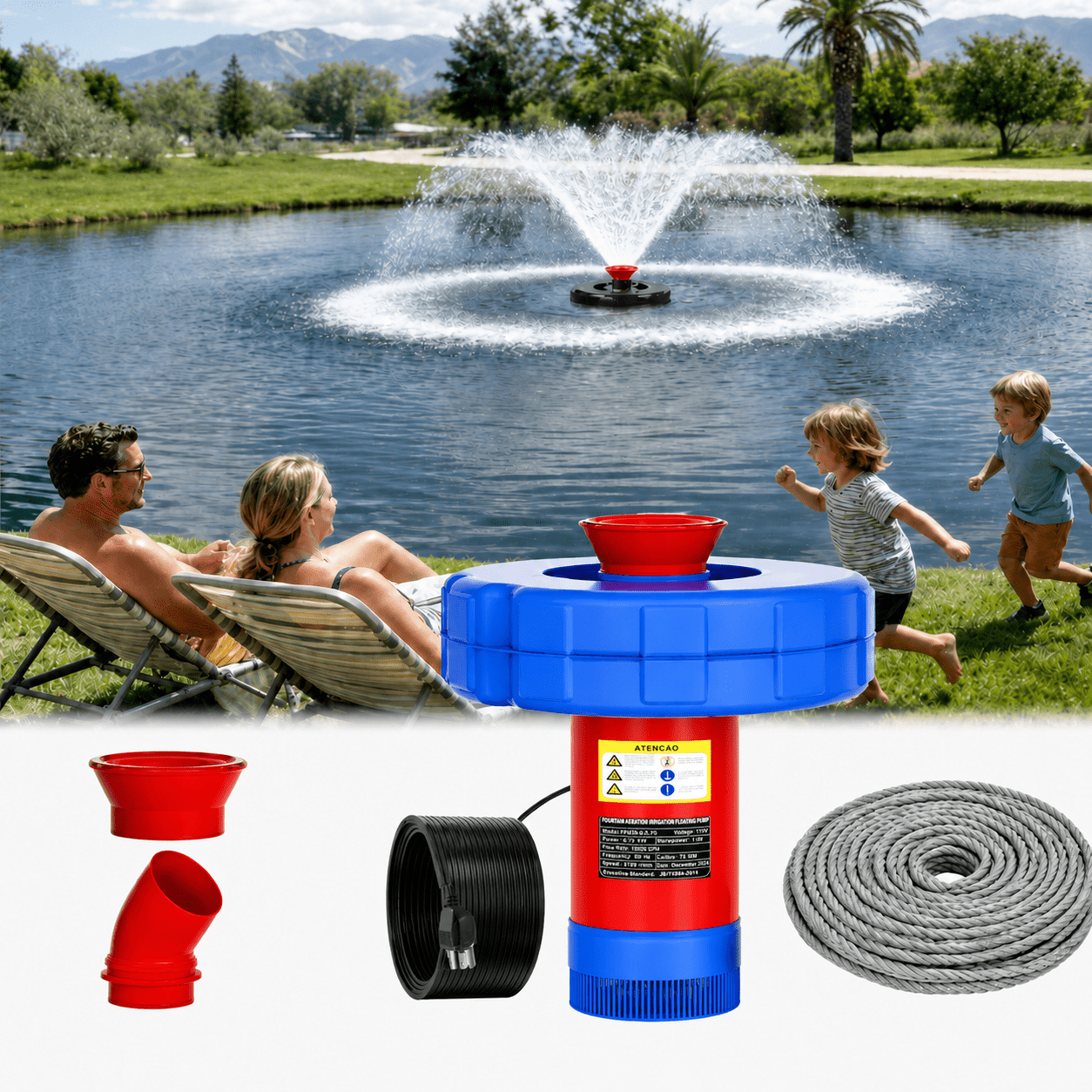 Mroace Fully Automatic Floating Fountain Aerator