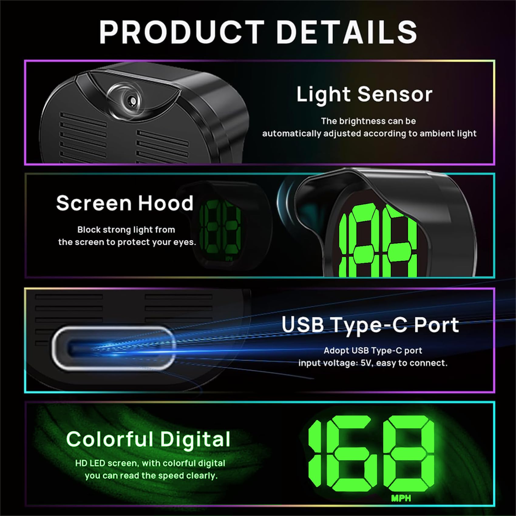 Mroace GPS Digital Speedometer for Car MPH