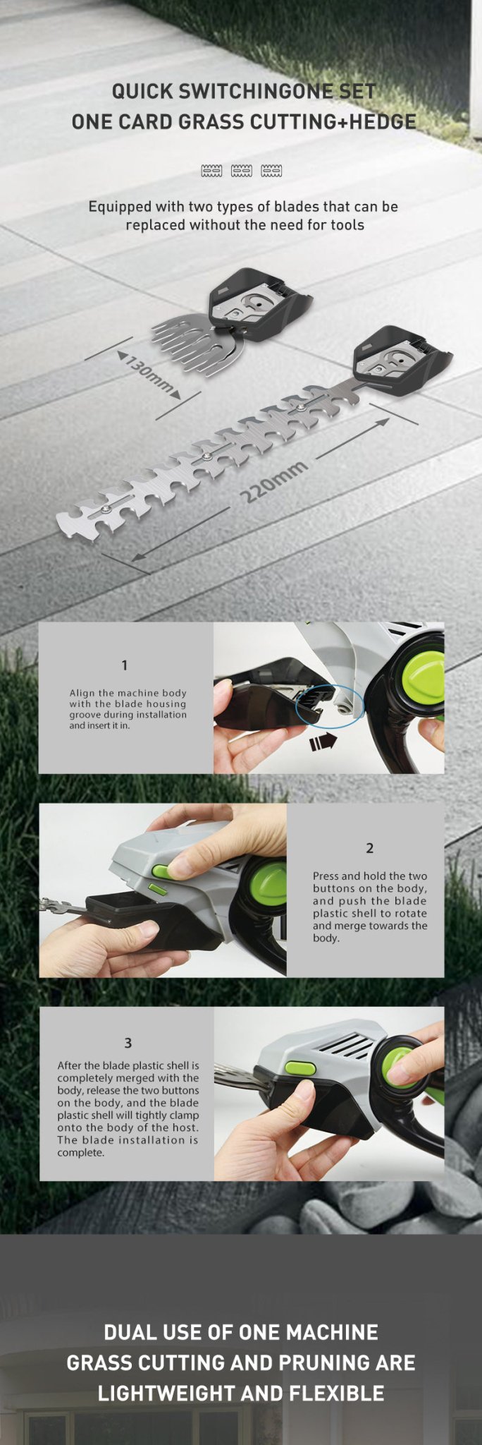 Mroace Handheld 2-in-1 20V Cordless Shrub Trimmer