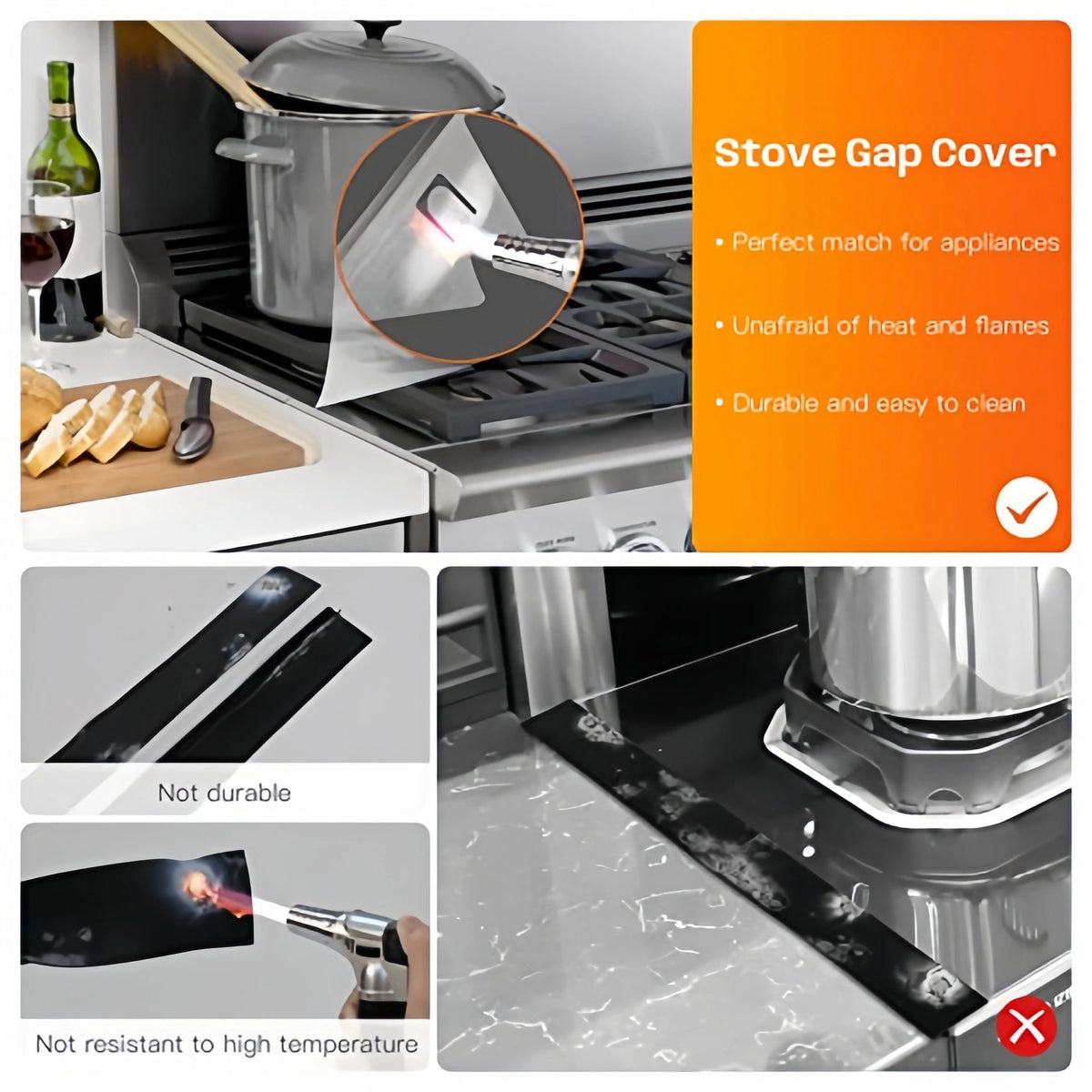Mroace Heat Resistant Stainless Steel Stove Gap Cover