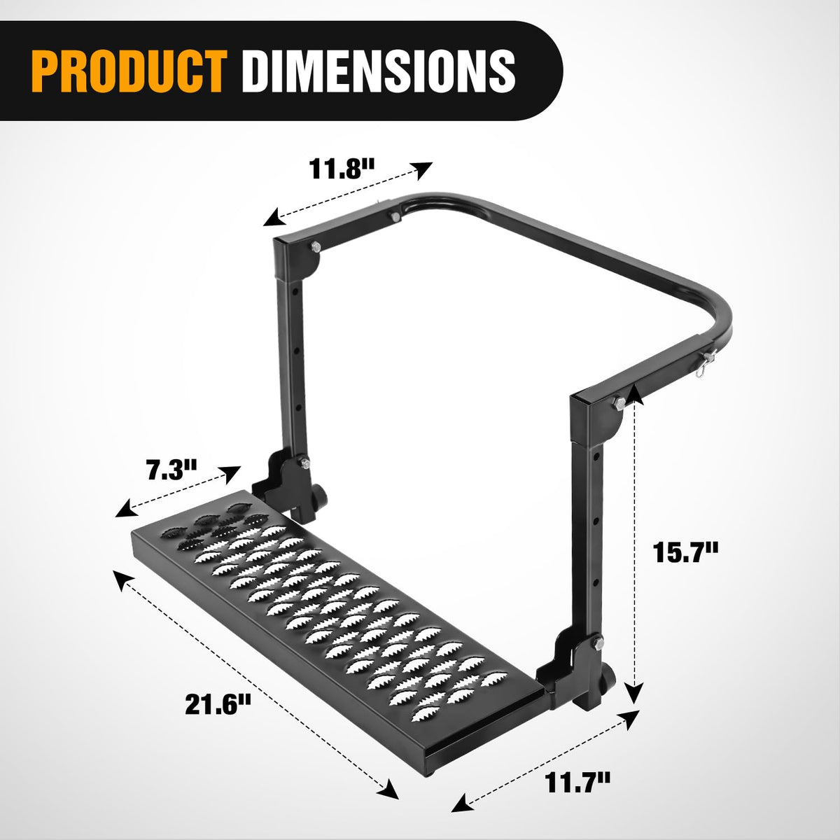 Mroace Heavy-Duty Adjustable Folding Tire Step with Anti-Slip Steel Surface
