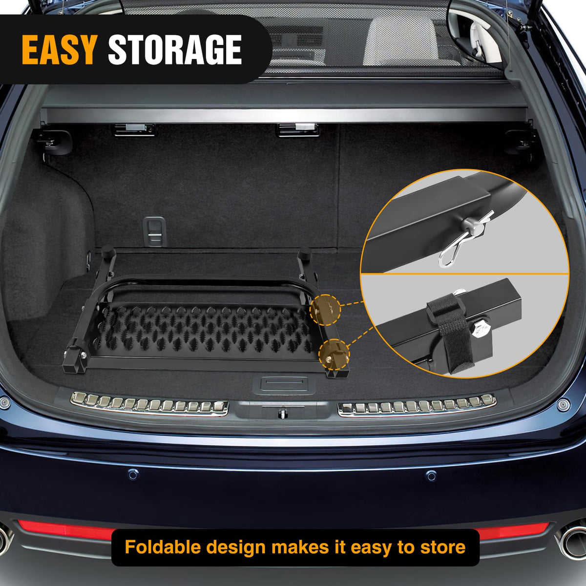 Mroace Heavy-Duty Adjustable Folding Tire Step with Anti-Slip Steel Surface