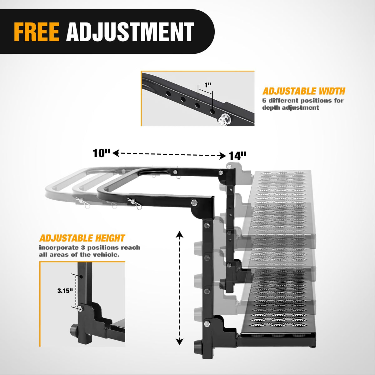 Mroace Heavy-Duty Adjustable Folding Tire Step with Anti-Slip Steel Surface