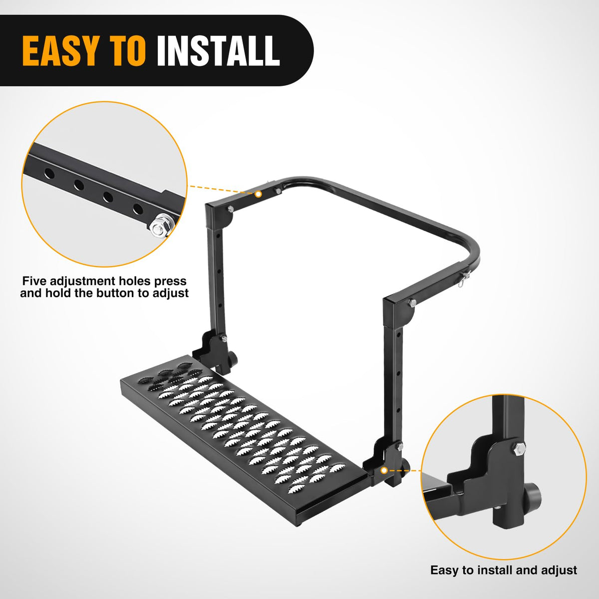 Mroace Heavy-Duty Adjustable Folding Tire Step with Anti-Slip Steel Surface