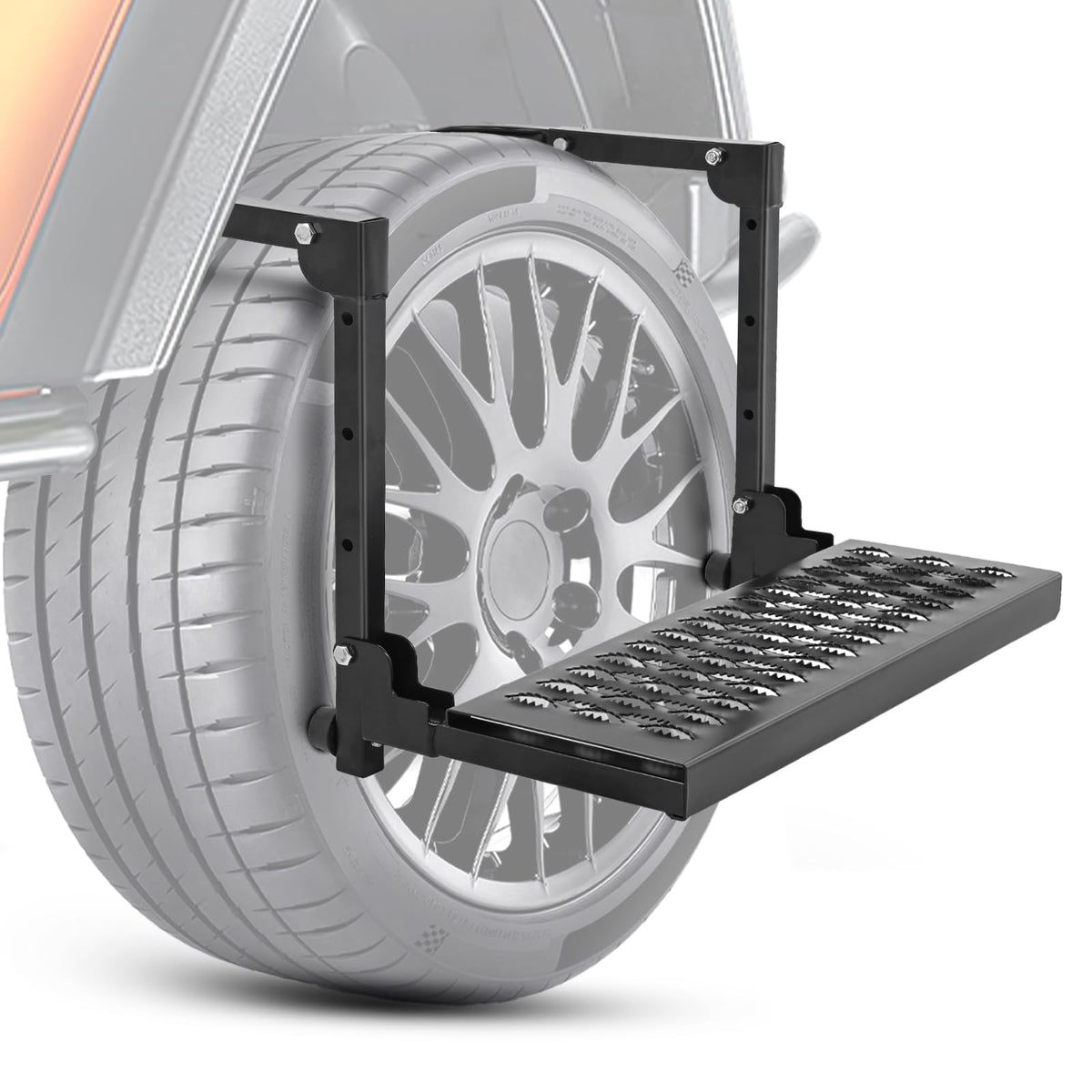Mroace Heavy-Duty Adjustable Folding Tire Step with Anti-Slip Steel Surface