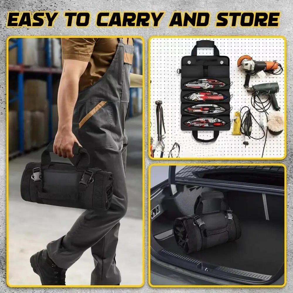 Mroace Heavy-Duty Multi-Compartment Tool Roll Bag