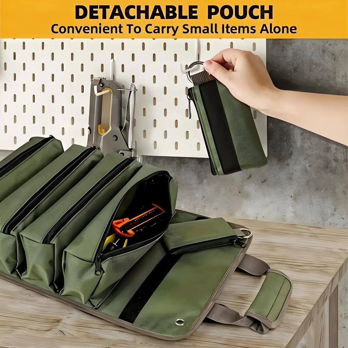 Mroace Heavy-Duty Multi-Compartment Tool Roll Bag