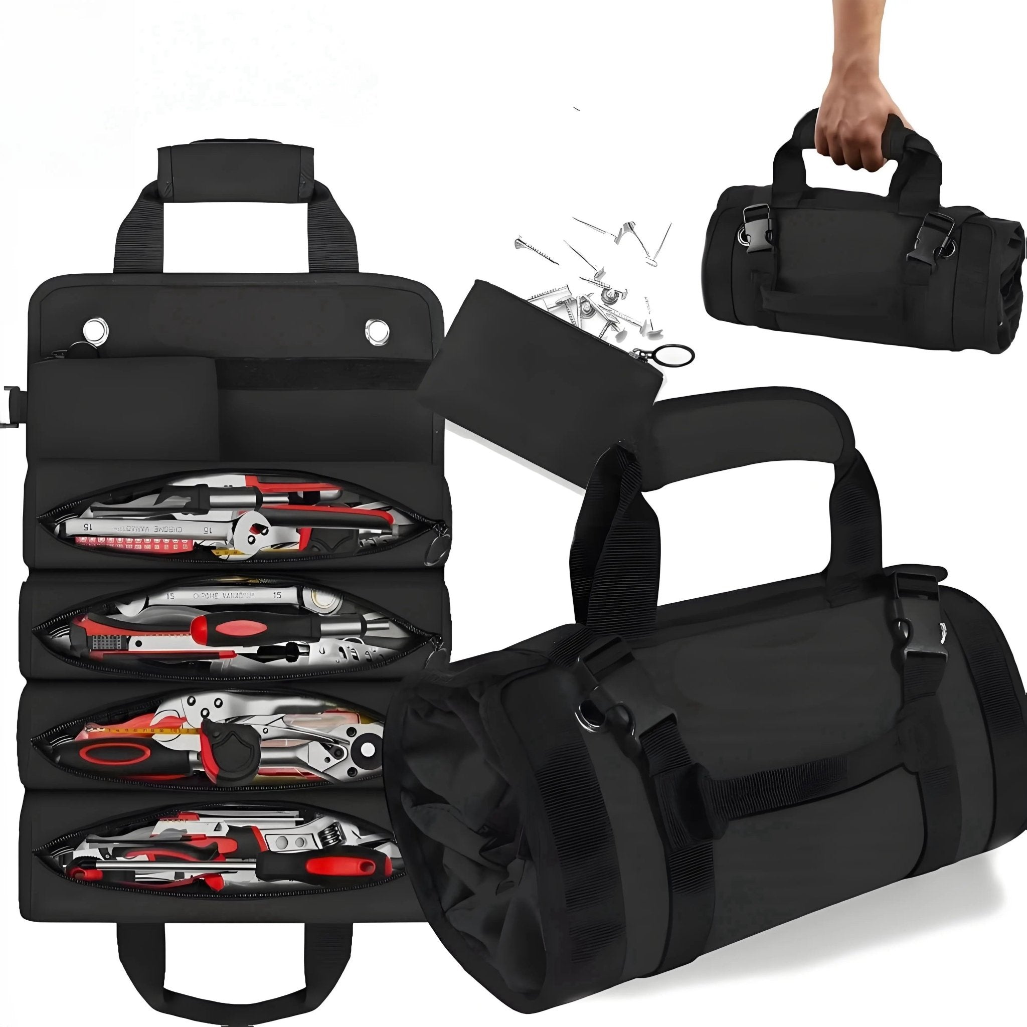 Mroace Heavy-Duty Multi-Compartment Tool Roll Bag