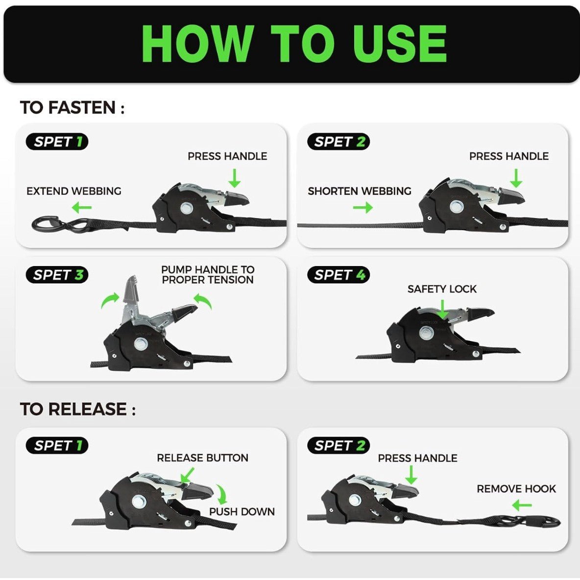 Mroace Heavy Duty Retractable Ratchet Straps
