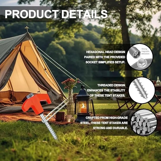 Mroace Heavy Duty Screw In Metal Tent Stakes
