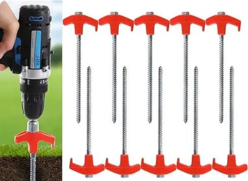 Mroace Heavy Duty Screw In Metal Tent Stakes