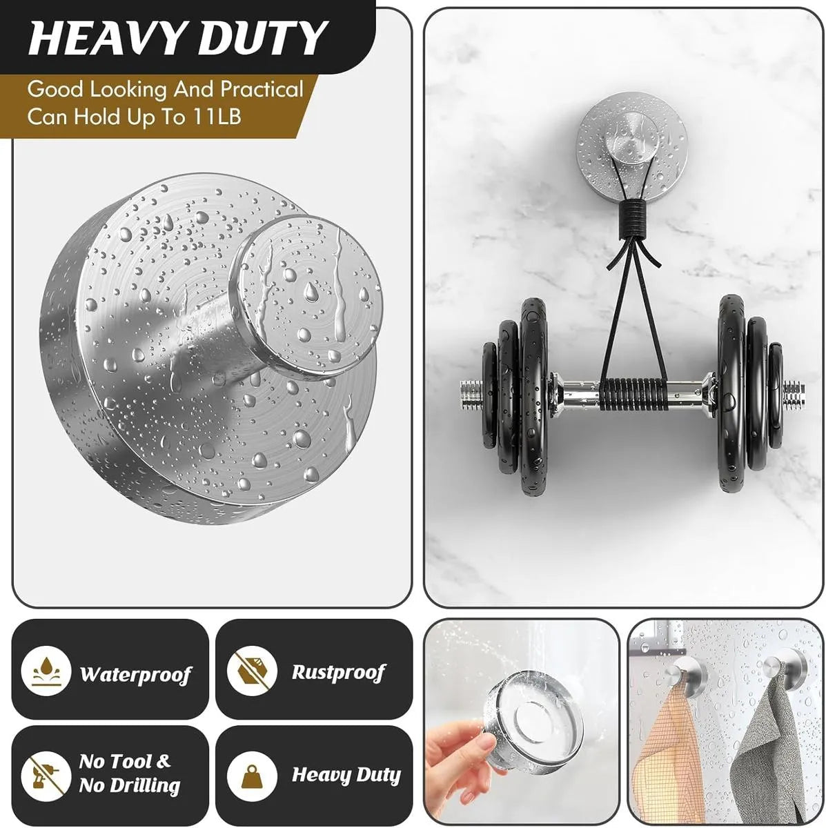 Mroace Heavy Duty Waterproof Rustproof Suction Cup Hooks