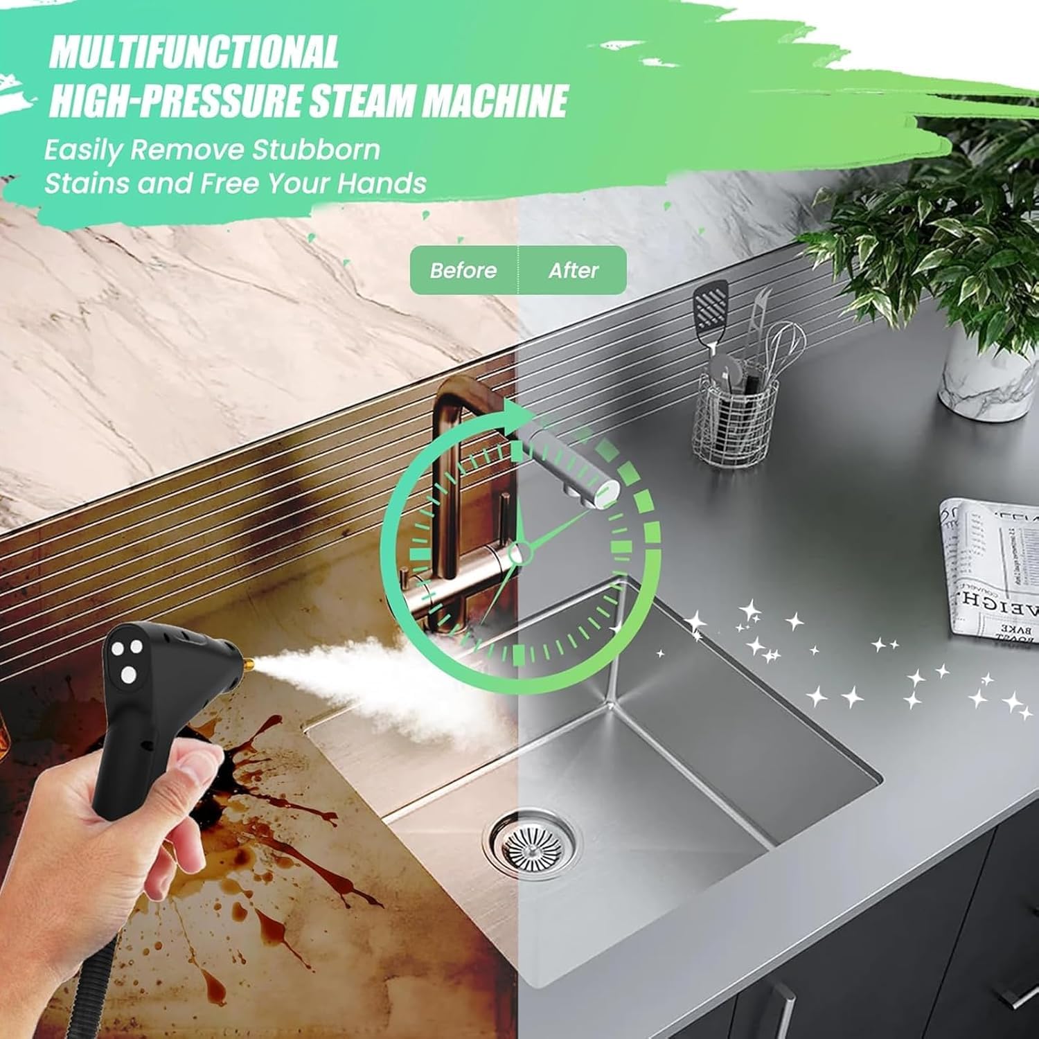 Mroace High Capacity Adjustable Handheld Steam Cleaner